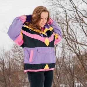 Vintage | 1990's Color Block Fleece Winter Anorak